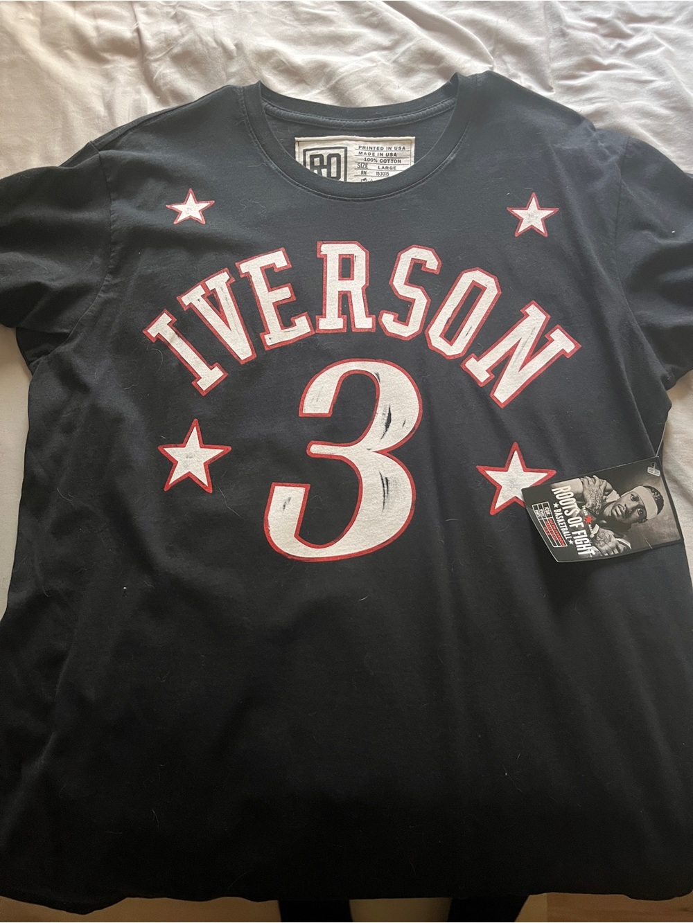 Roots of Fight Allen Iverson Number 3 Graphic Crewneck T-Shirt - Black